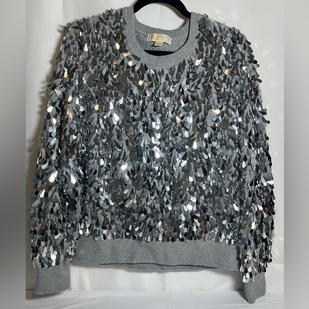 Michael Kors Gray Knit Sequin Sweater